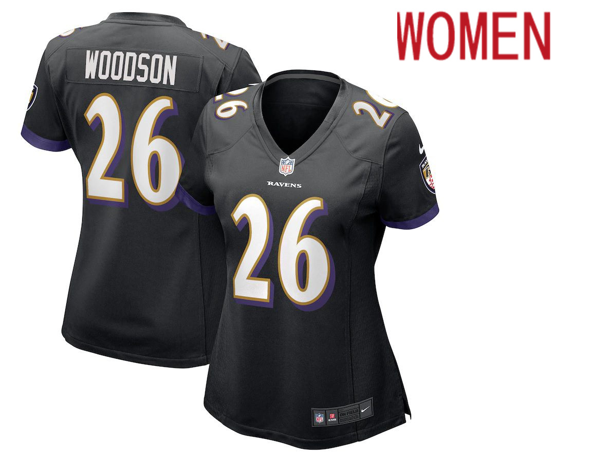 Women Baltimore Ravens #26 Rod Woodson Nike Black Retired Player NFL Jersey